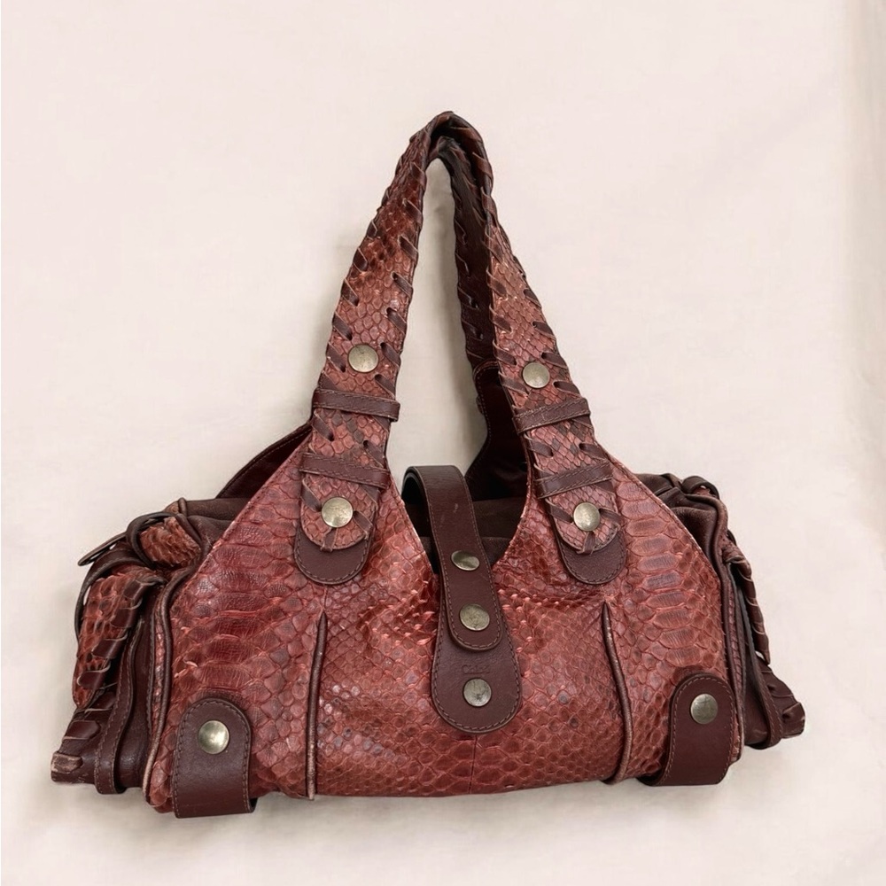 Chlo Silverado Brown Python Vintage Shoulder Bag - image 2